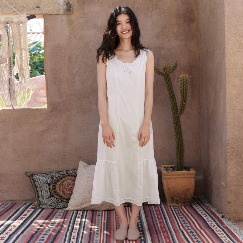 100% cotton have hollowed-out designs Nightdress