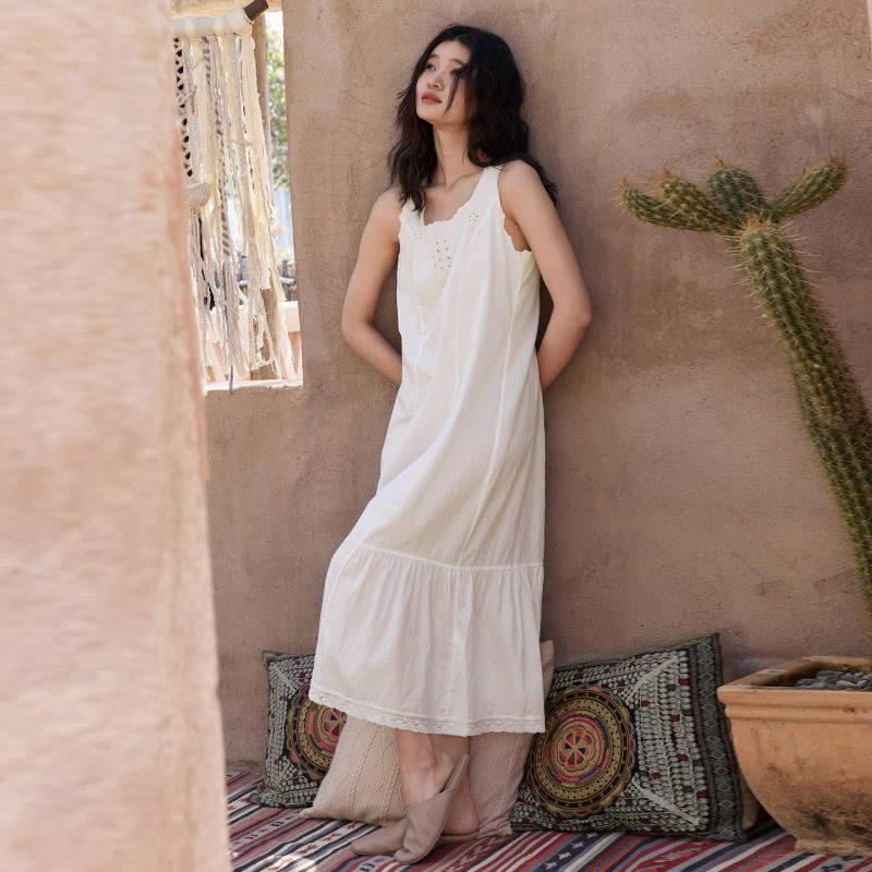 100% cotton have hollowed-out designs Nightdress