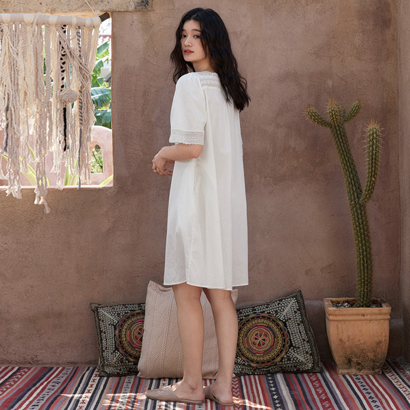100% cotton nightgown trimmed with white lace