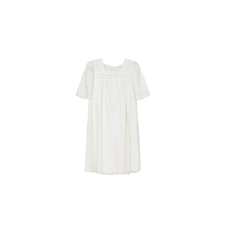 100% cotton nightgown trimmed with white lace