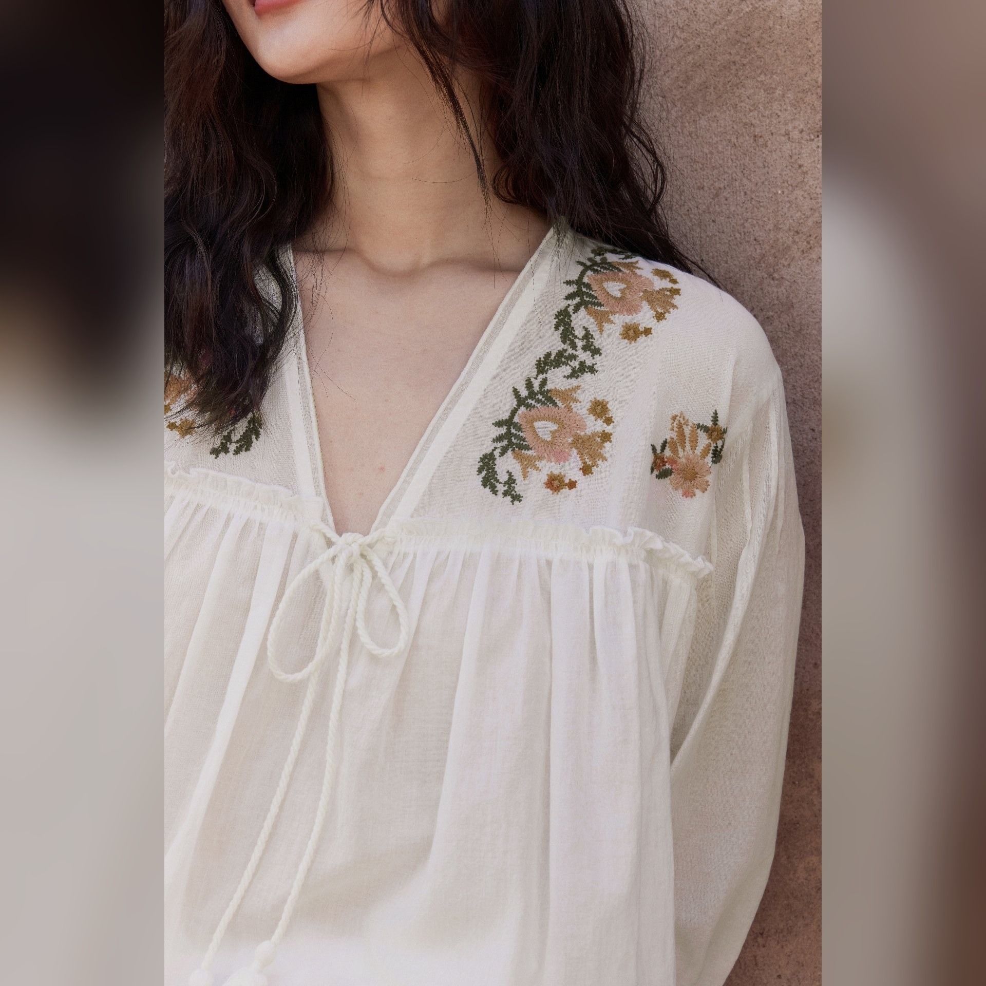 TALASA 100% Cotton Embroidered Pajama Set