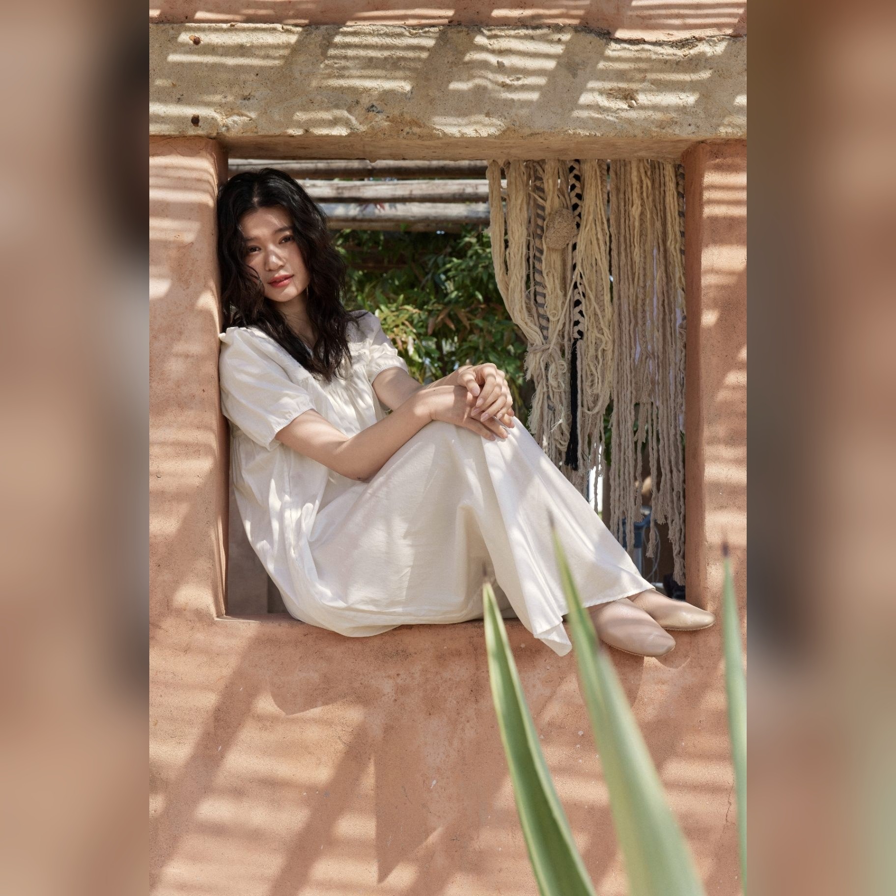 TALASA 100% Cotton Embroidered Short Sleeve Nightgown