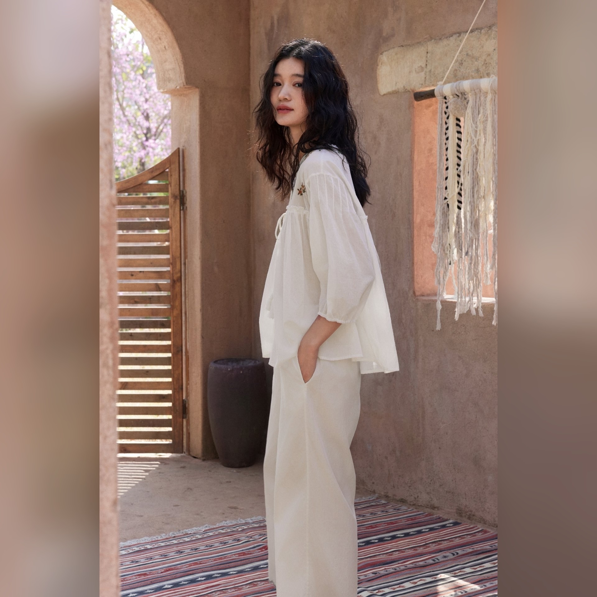 TALASA 100% Cotton Embroidered Pajama Set