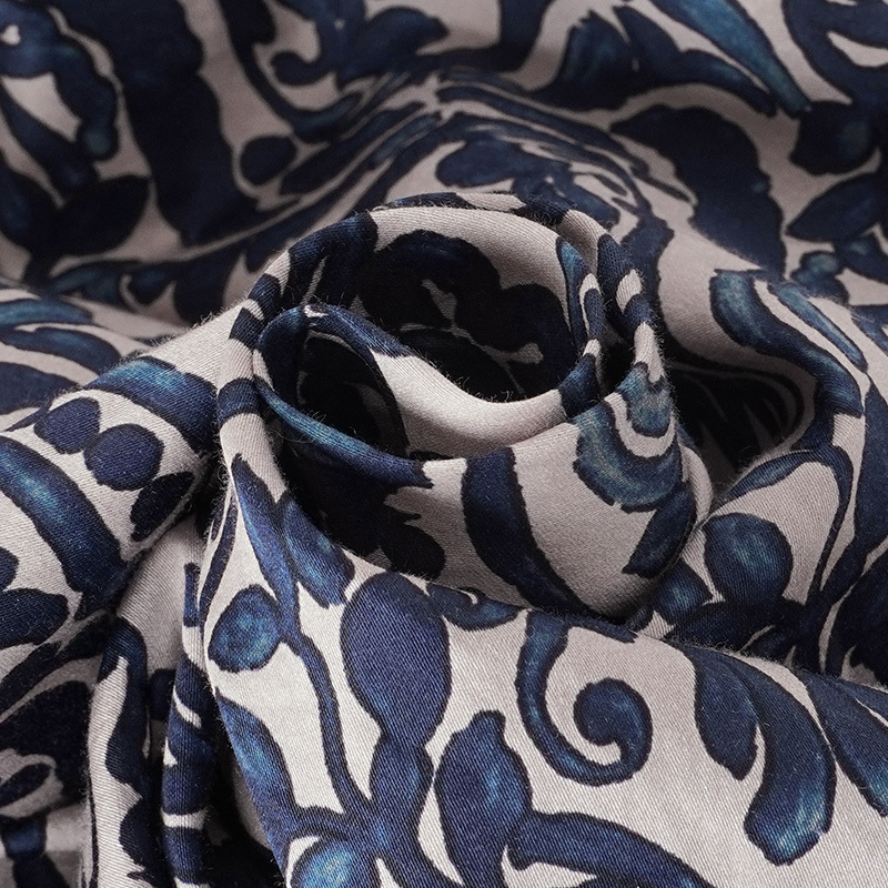 TALASA Cotton Pajama Bottom · Navy Damask Paisley