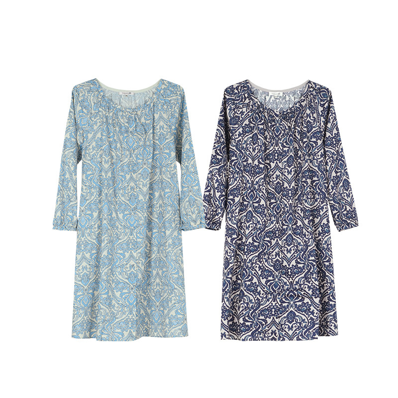 TALASA Pure Cotton Nightgown, Romantic French Countryside Floral Print