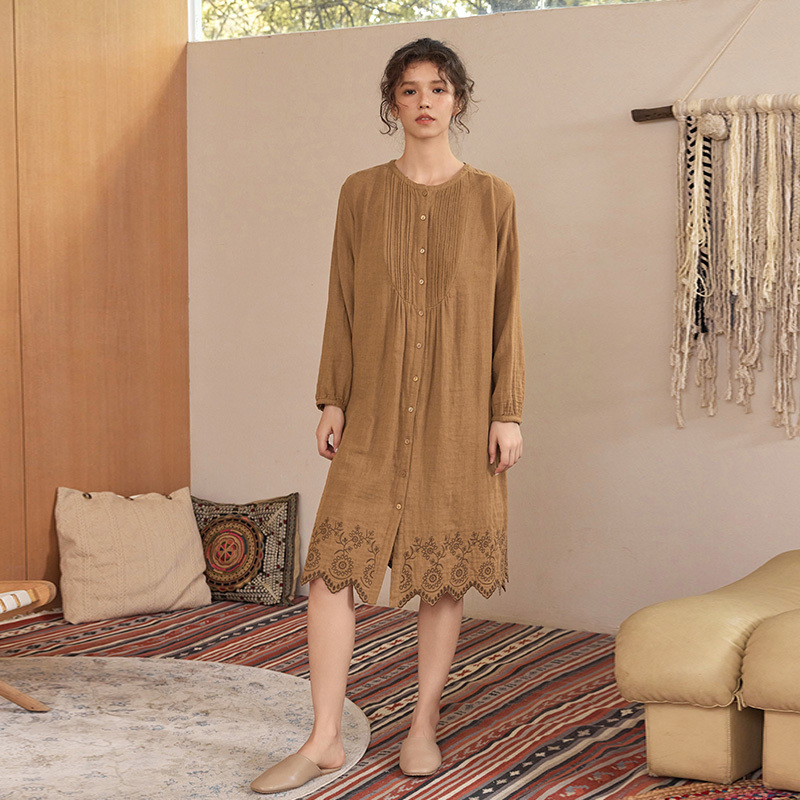 TALASA 100% Cotton Loungewear Dress, Hand Embroidered, Vacation Style