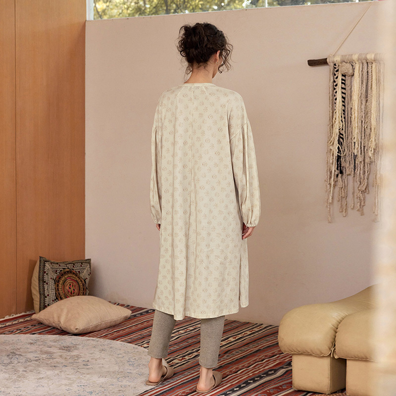 TALASA Print 100% Cotton Loose Loungewear Dress