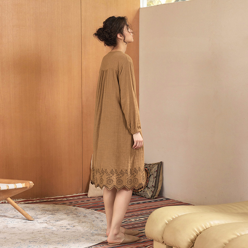 TALASA 100% Cotton Loungewear Dress, Hand Embroidered, Vacation Style