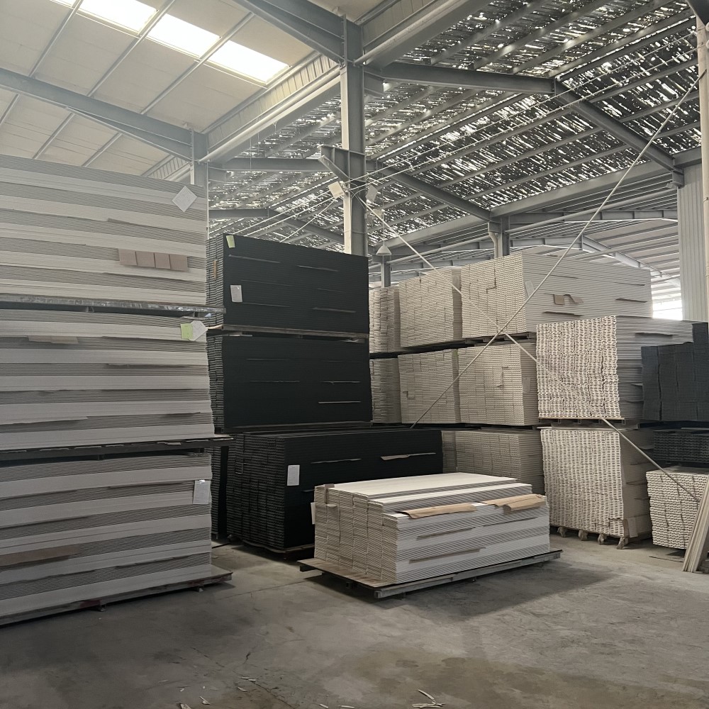 Base board inventory - stacked WPC base boards in warehouse