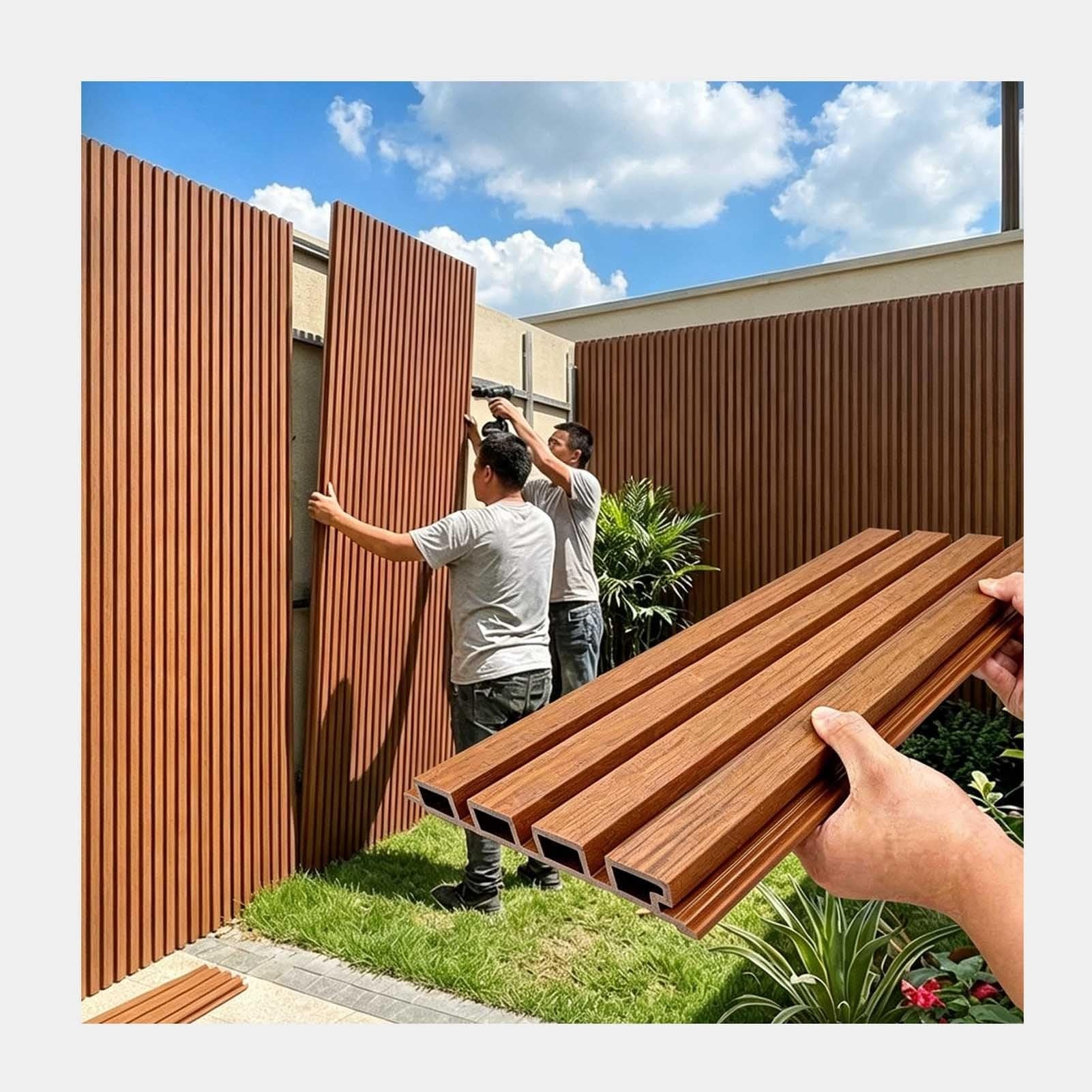 WPC fluted cladding used on residential villa facade