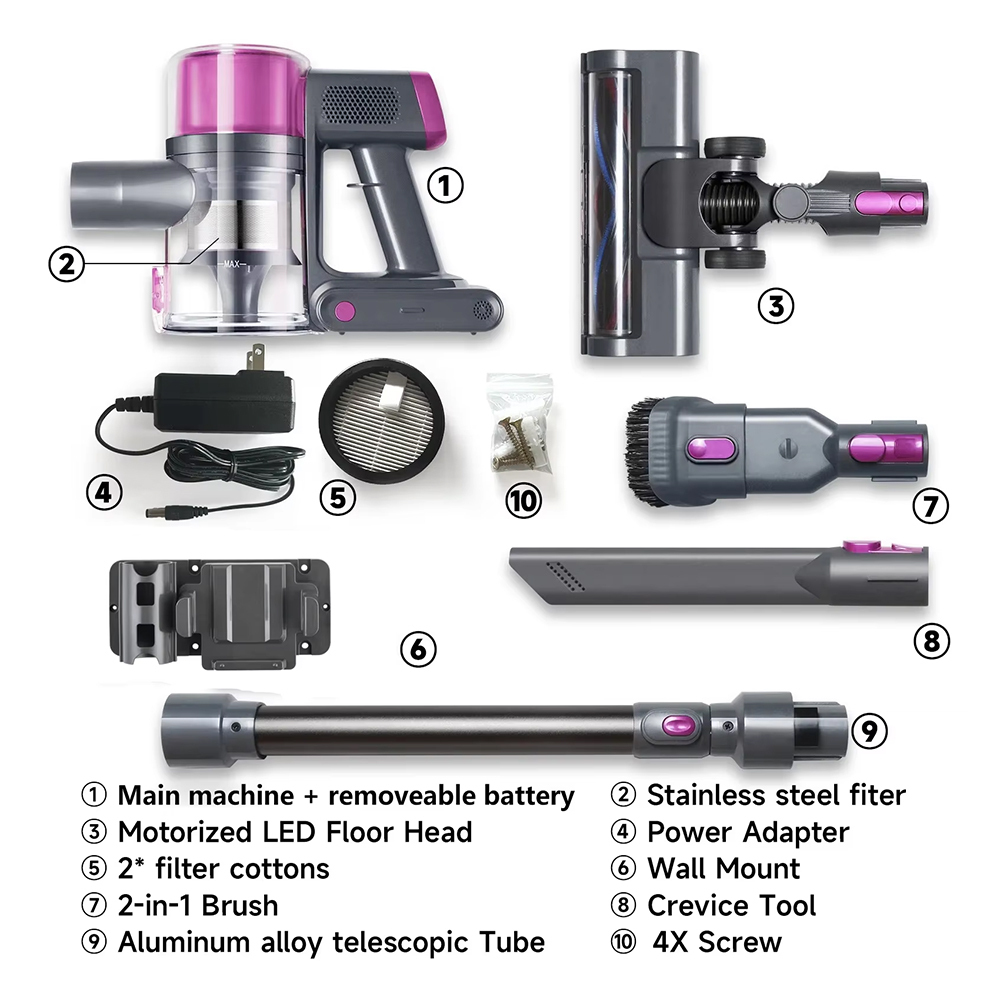 Vacuum Cleaner Brushless High-Suction Ikono IK-VC600B OEM Supply,Ikono Cleaning Appliance,300W Brushless Cordless Vacuum 25KPa Suction For Pet Hair