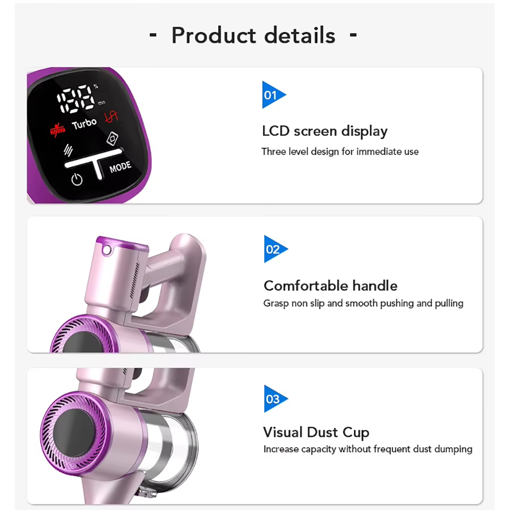 Cordless Stick Vacuum Cleaner Brushless Motor Ikono IK-VC601B For Carpet Pet Hair,Ikono Cleaning Appliance,IK-VC601B 250W Cordless Vacuum 22kPa 3-Speed HEPA Cleaner