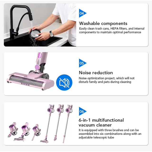 Cordless Stick Vacuum Cleaner Brushless Motor Ikono IK-VC601B For Carpet Pet Hair,Ikono Cleaning Appliance,IK-VC601B 250W Cordless Vacuum 22kPa 3-Speed HEPA Cleaner