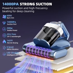 Electric Mattress Bed Vacuum Ultrasonic Cleaner Dust Mite Sensor Remover Dry Cyclone Technology UV Light Portable Handheld,Ikono Cleaning Appliance,Digital Display Ultrasonic UV Mattress Dust Mite Vacuum Cleaner