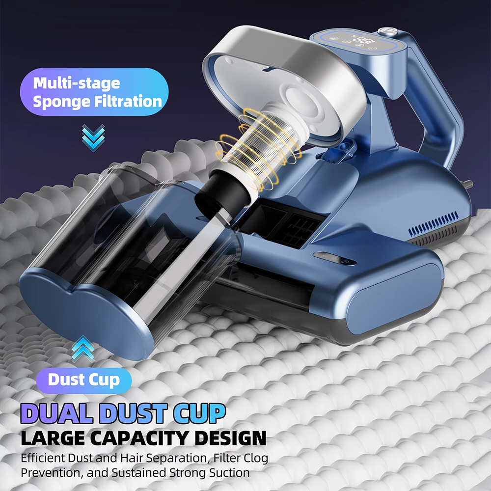 Electric Mattress Bed Vacuum Ultrasonic Cleaner Dust Mite Sensor Remover Dry Cyclone Technology UV Light Portable Handheld,Ikono Cleaning Appliance,Digital Display Ultrasonic UV Mattress Dust Mite Vacuum Cleaner