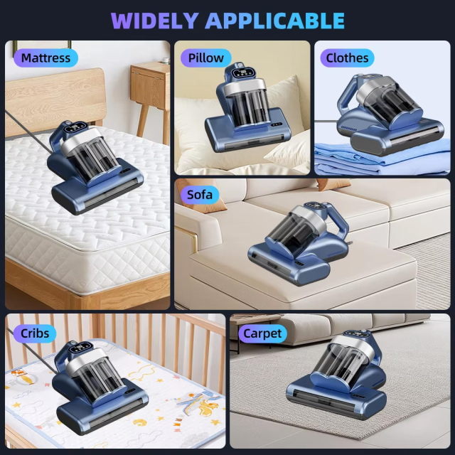 Electric Mattress Bed Vacuum Ultrasonic Cleaner Dust Mite Sensor Remover Dry Cyclone Technology UV Light Portable Handheld,Ikono Cleaning Appliance,Digital Display Ultrasonic UV Mattress Dust Mite Vacuum Cleaner