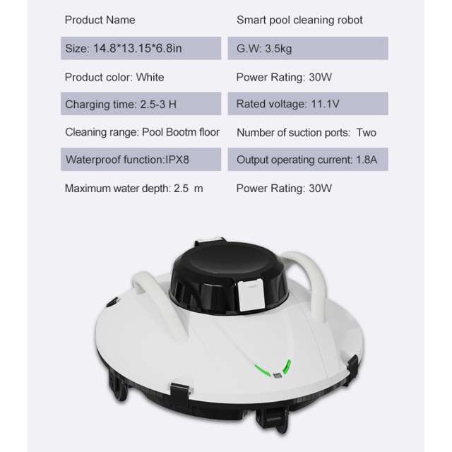 Cordless Robotic Pool Vacuum Cleaner - 80 Sqm ABS Automatic Pool Robot OEM Supply,Ikono Cleaning Appliance,Cordless Robotic Pool Cleaner Automatic Pool Cleaning Robot