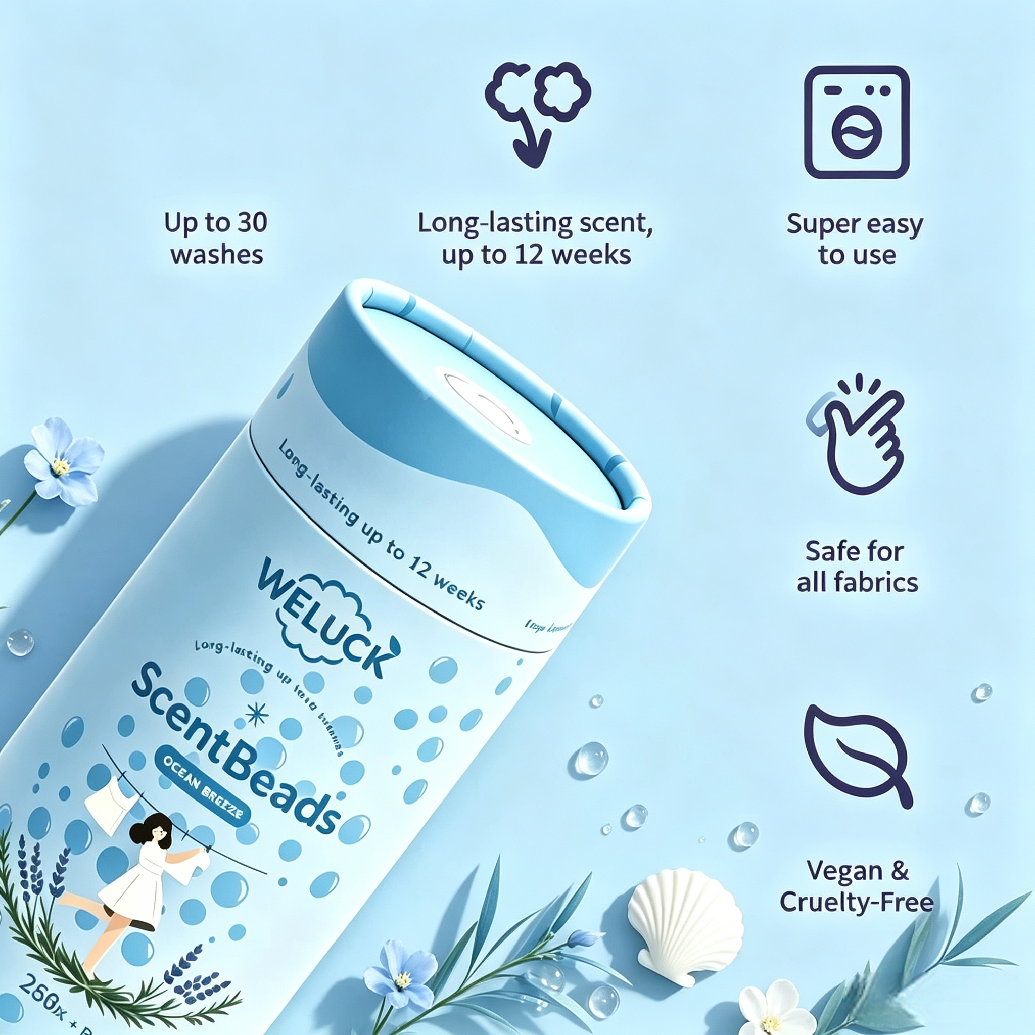 Laundry Scent Beads Ocean Breeze 258g,gzxidi,Lavender Scent Beads Ocean Breeze 258g