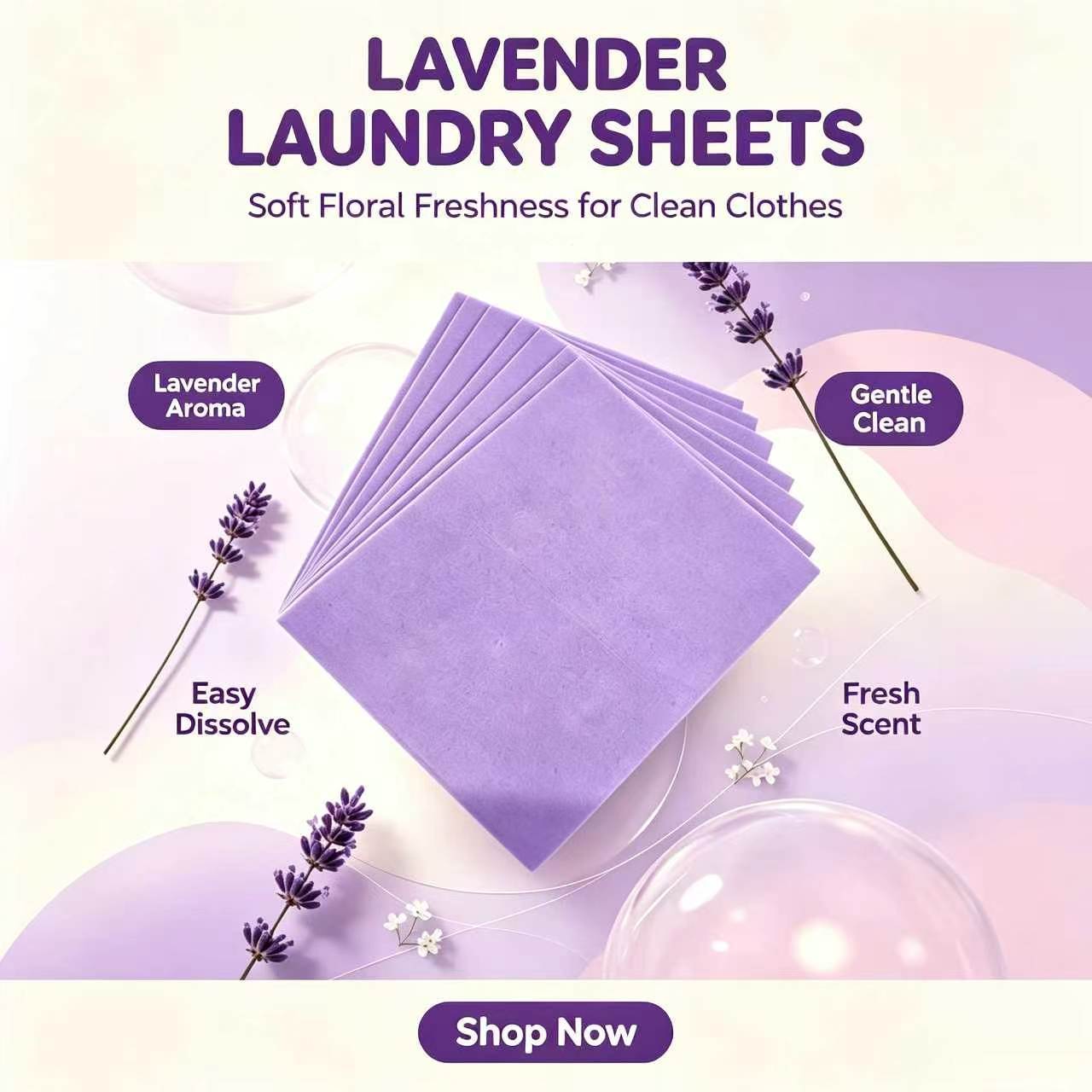 Laundry Detergent Sheets Lavender 3g,gzxidi,Laundry Detergent Sheets Lavender 3g