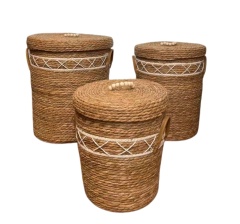 Handmade Round Woven Storage Basket for Home, Hotel, or Living Room Laundry Storage,www.kongzeglobal.com,Handmade Round Woven Storage Basket for Home, Hotel, or Living Room Laundry Storage-www.kongzeglobal.com