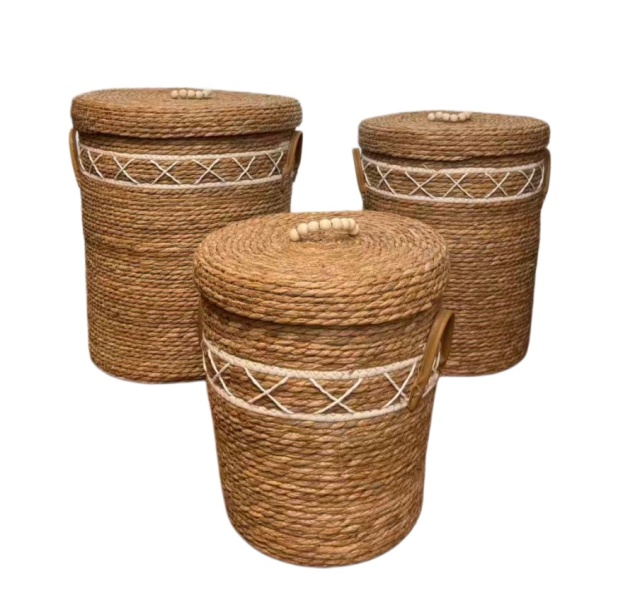 Handmade Round Woven Storage Basket for Home, Hotel, or Living Room Laundry Storage,www.kongzeglobal.com,Handmade Round Woven Storage Basket for Home, Hotel, or Living Room Laundry Storage-www.kongzeglobal.com