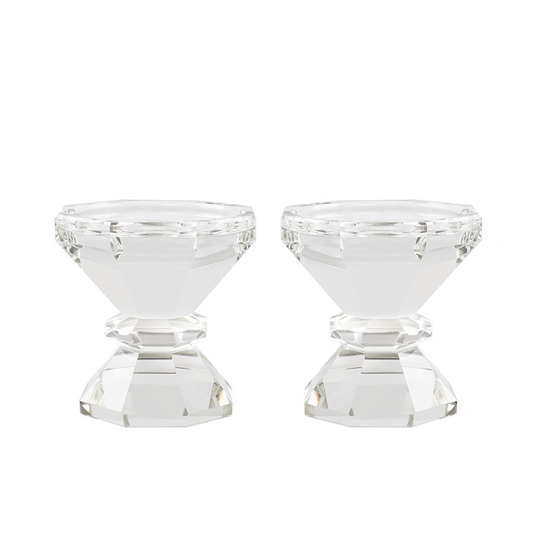 K9 Crystal Dual-use Candle Holder Set, Modern Faceted Glass Candlestick for Wedding Home Decor & Healing Gift,www.kongzeglobal.com,K9 Crystal Dual-use Candle Holder Set, Modern Faceted Glass Candlestick for Wedding Home Decor & Healing Gift-www.kongzeglobal.com