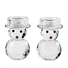K9 Crystal Snowman Tealight Candle Holder Set of 2, Cute Faceted Glass Candlesticks for Holiday Home Decor & Healing Gift,www.kongzeglobal.com,K9 Crystal Snowman Tealight Candle Holder Set of 2, Cute Faceted Glass Candlesticks for Holiday Home Decor & Healing Gift-www.kongzeglobal.com