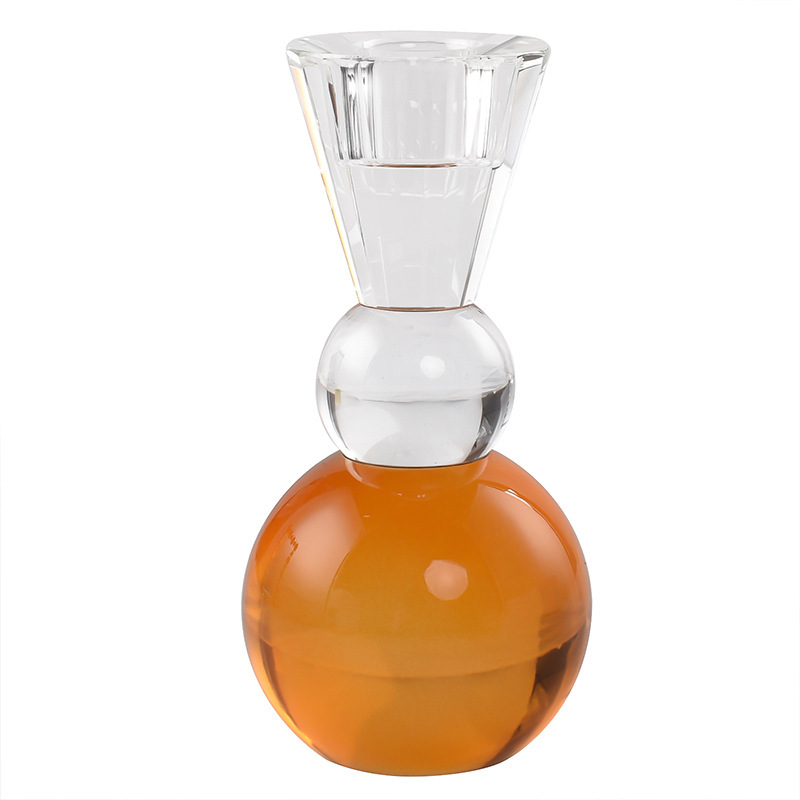 K9 Crystal & Amber Glass Taper Candle Holder, Minimalist Nordic Candlestick for Wedding Home Decor & Healing Gift,www.kongzeglobal.com,K9 Crystal & Amber Glass Taper Candle Holder, Minimalist Nordic Candlestick for Wedding Home Decor & Healing Gift-www.kongzeglobal.com