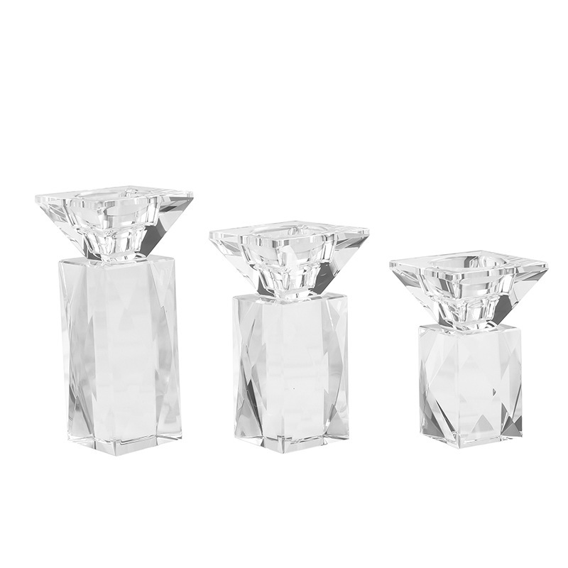 K9 Crystal Taper Candle Holder Set, Geometric Faceted Glass Candlesticks for Wedding Home Decor & Healing Gift CCH1956,www.kongzeglobal.com,K9 Crystal Taper Candle Holder Set, Geometric Faceted Glass Candlesticks for Wedding Home Decor & Healing Gift CCH1956-www.kongzeglobal.com