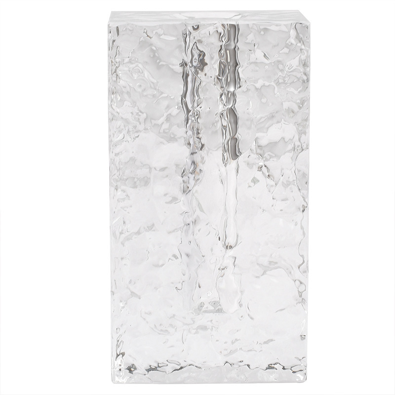 Glacier Textured K9 Crystal Square Vase, Minimalist Clear Glass Flower Vase for Home Table Decor & Blessing Gift,www.kongzeglobal.com,Glacier Textured K9 Crystal Square Vase, Minimalist Clear Glass Flower Vase for Home Table Decor & Blessing Gift-www.kongzeglobal.com