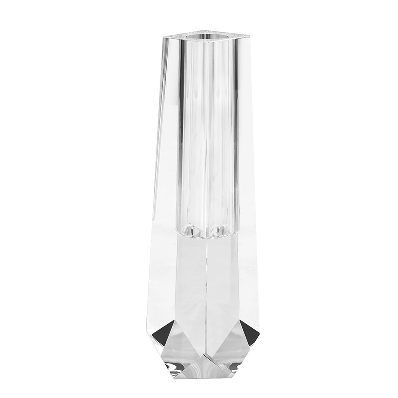 Slender Faceted K9 Crystal Flower Vase, Minimalist Clear Glass Vase for Wedding Living Room Table Decor & Premium Gift,www.kongzeglobal.com,Slender Faceted K9 Crystal Flower Vase, Minimalist Clear Glass Vase for Wedding Living Room Table Decor & Premium Gift-www.kongzeglobal.com
