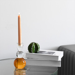 K9 Crystal & Amber Glass Taper Candle Holder, Minimalist Nordic Candlestick for Wedding Home Decor & Healing Gift,www.kongzeglobal.com,K9 Crystal & Amber Glass Taper Candle Holder, Minimalist Nordic Candlestick for Wedding Home Decor & Healing Gift-www.kongzeglobal.com