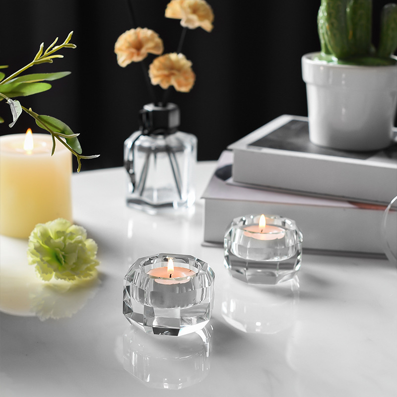 K9 Crystal Faceted Tealight Candle Holder Set of 2, Clear Glass Votive Candlesticks for Wedding Home Decor & Healing Gift,www.kongzeglobal.com,K9 Crystal Faceted Tealight Candle Holder Set of 2, Clear Glass Votive Candlesticks for Wedding Home Decor & Healing Gift-www.kongzeglobal.com