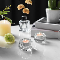 K9 Crystal Faceted Tealight Candle Holder Set of 2, Clear Glass Votive Candlesticks for Wedding Home Decor & Healing Gift,www.kongzeglobal.com,K9 Crystal Faceted Tealight Candle Holder Set of 2, Clear Glass Votive Candlesticks for Wedding Home Decor & Healing Gift-www.kongzeglobal.com