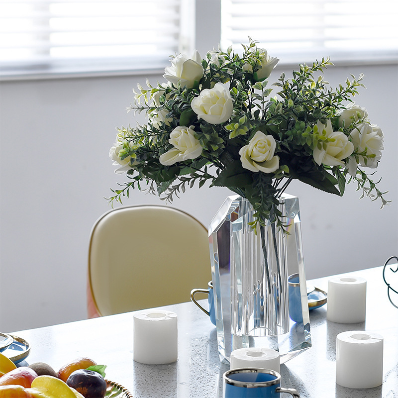 Irregular Slant Faceted K9 Crystal Vase, Multi-size Clear Glass Flower Vase for Home Wedding Table Decor & Premium Blessing Gift,www.kongzeglobal.com,Irregular Slant Faceted K9 Crystal Vase, Multi-size Clear Glass Flower Vase for Home Wedding Table Decor & Premium Blessing Gift-www.kongzeglobal.com
