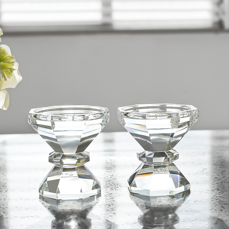 K9 Crystal Dual-use Candle Holder Set, Modern Faceted Glass Candlestick for Wedding Home Decor & Healing Gift,www.kongzeglobal.com,K9 Crystal Dual-use Candle Holder Set, Modern Faceted Glass Candlestick for Wedding Home Decor & Healing Gift-www.kongzeglobal.com