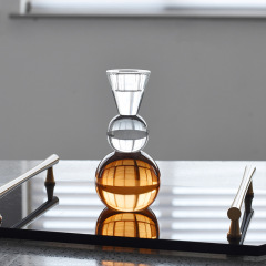 K9 Crystal & Amber Glass Taper Candle Holder, Minimalist Nordic Candlestick for Wedding Home Decor & Healing Gift,www.kongzeglobal.com,K9 Crystal & Amber Glass Taper Candle Holder, Minimalist Nordic Candlestick for Wedding Home Decor & Healing Gift-www.kongzeglobal.com