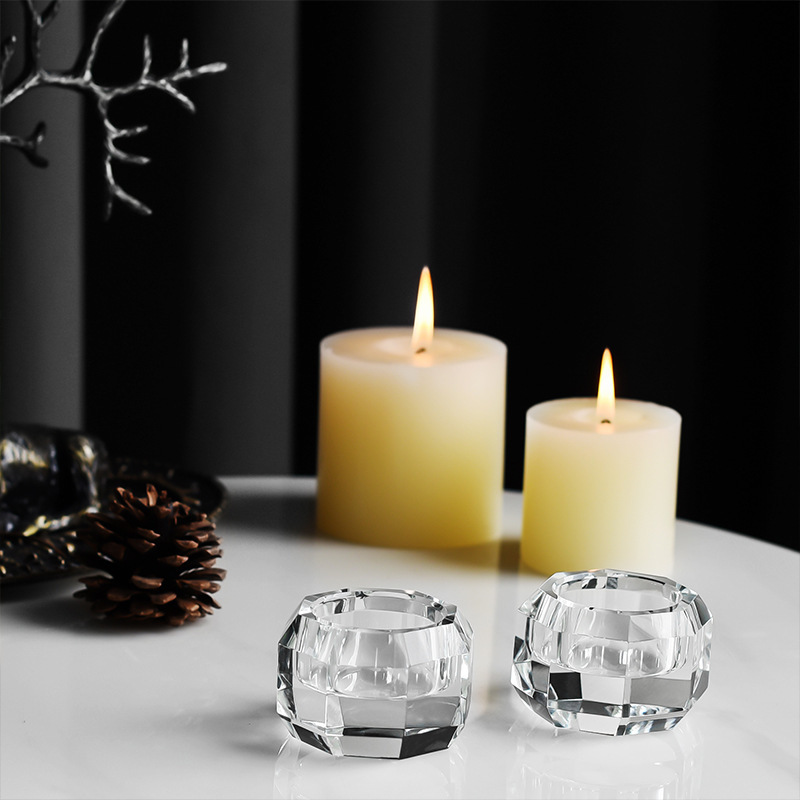 K9 Crystal Faceted Tealight Candle Holder Set of 2, Clear Glass Votive Candlesticks for Wedding Home Decor & Healing Gift,www.kongzeglobal.com,K9 Crystal Faceted Tealight Candle Holder Set of 2, Clear Glass Votive Candlesticks for Wedding Home Decor & Healing Gift-www.kongzeglobal.com