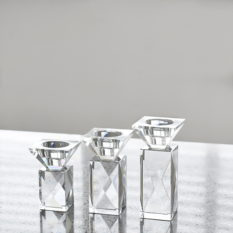 K9 Crystal Taper Candle Holder Set, Geometric Faceted Glass Candlesticks for Wedding Home Decor & Healing Gift CCH1956,www.kongzeglobal.com,K9 Crystal Taper Candle Holder Set, Geometric Faceted Glass Candlesticks for Wedding Home Decor & Healing Gift CCH1956-www.kongzeglobal.com