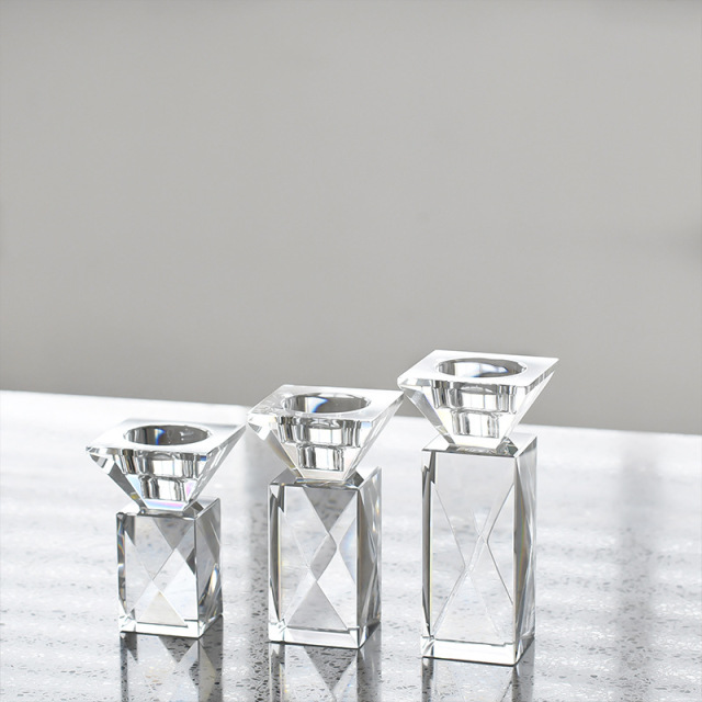 K9 Crystal Taper Candle Holder Set, Geometric Faceted Glass Candlesticks for Wedding Home Decor & Healing Gift CCH1956,www.kongzeglobal.com,K9 Crystal Taper Candle Holder Set, Geometric Faceted Glass Candlesticks for Wedding Home Decor & Healing Gift CCH1956-www.kongzeglobal.com