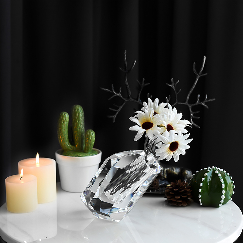 Irregular Slant Faceted K9 Crystal Vase, Multi-size Clear Glass Flower Vase for Home Wedding Table Decor & Premium Blessing Gift,www.kongzeglobal.com,Irregular Slant Faceted K9 Crystal Vase, Multi-size Clear Glass Flower Vase for Home Wedding Table Decor & Premium Blessing Gift-www.kongzeglobal.com
