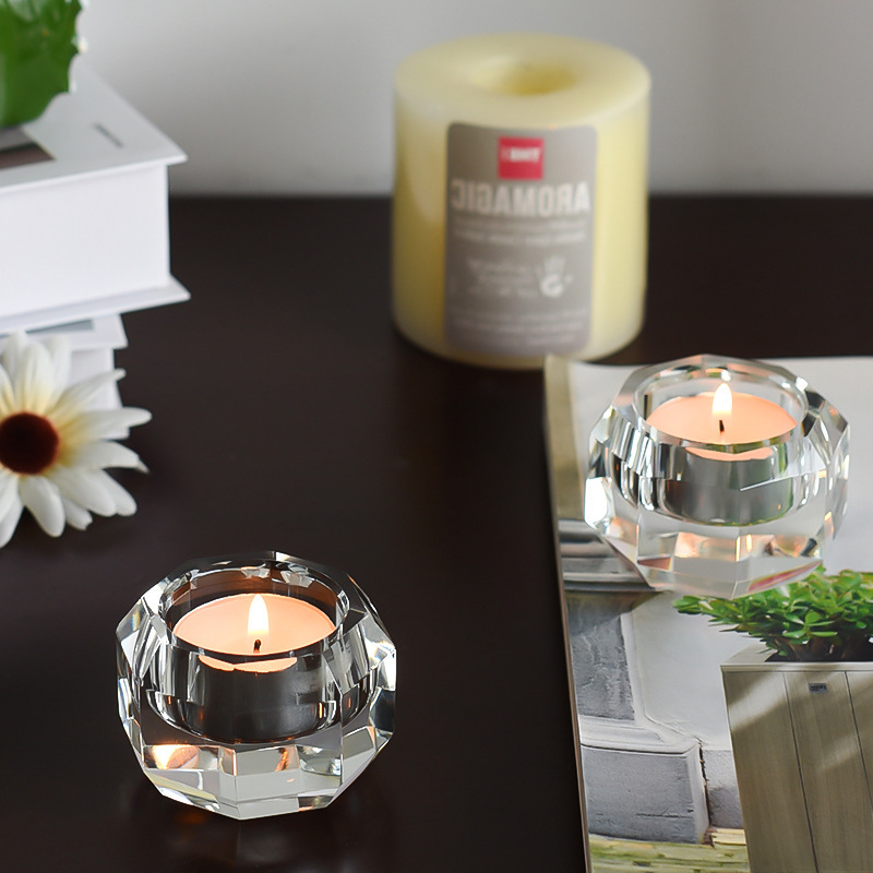 K9 Crystal Faceted Tealight Candle Holder Set of 2, Clear Glass Votive Candlesticks for Wedding Home Decor & Healing Gift,www.kongzeglobal.com,K9 Crystal Faceted Tealight Candle Holder Set of 2, Clear Glass Votive Candlesticks for Wedding Home Decor & Healing Gift-www.kongzeglobal.com