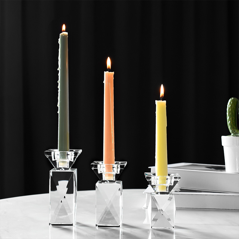 K9 Crystal Taper Candle Holder Set, Geometric Faceted Glass Candlesticks for Wedding Home Decor & Healing Gift CCH1956,www.kongzeglobal.com,K9 Crystal Taper Candle Holder Set, Geometric Faceted Glass Candlesticks for Wedding Home Decor & Healing Gift CCH1956-www.kongzeglobal.com