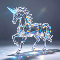 K9 crystal unicorn statue, used for home dining table decoration, spiritual therapy, and high-end blessing gifts,www.kongzeglobal.com,K9 crystal unicorn statue, used for home dining table decoration, spiritual therapy, and high-end blessing gifts