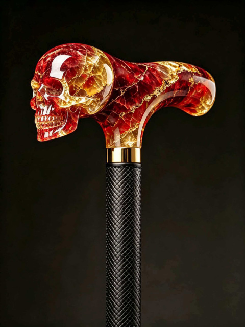 Crystal skull cane handle, luxurious K9 crystal cane head, leather wrapped shaft, suitable for men's decoration and collecting gifts,www.kongzeglobal.com,Crystal skull cane handle, luxurious K9 crystal cane head, leather wrapped shaft, suitable for men's decoration and collecting gifts-www.kongzeglobal.com