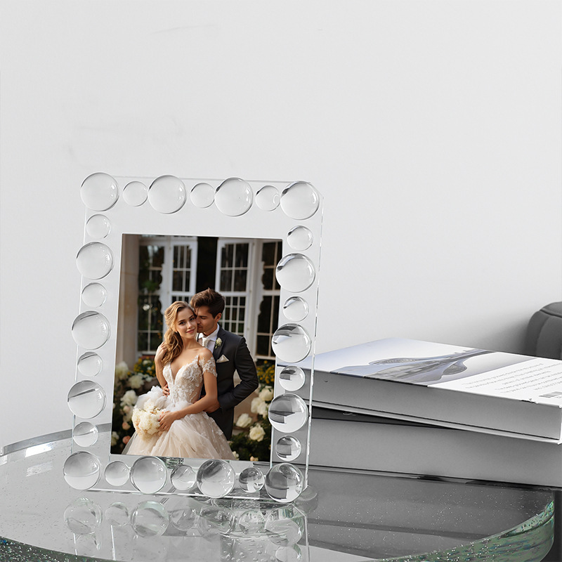 Round Bubble Bezel K9 Crystal Vertical Photo Frame, 7 Inch Clear Picture Frame for Wedding Office Table Decor & Memory Gift,www.kongzeglobal.com,Round Bubble Bezel K9 Crystal Vertical Photo Frame, 7 Inch Clear Picture Frame for Wedding Office Table Decor & Memory Gift-www.kongzeglobal.com