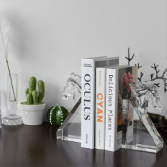 Pair K9 Crystal Horse Head Bookends, Luxury European Style Book Stopper for Study Office Table Decor & Career Blessing Gift,www.kongzeglobal.com,Pair K9 Crystal Horse Head Bookends, Luxury European Style Book Stopper for Study Office Table Decor & Career Blessing Gift-www.kongzeglobal.com