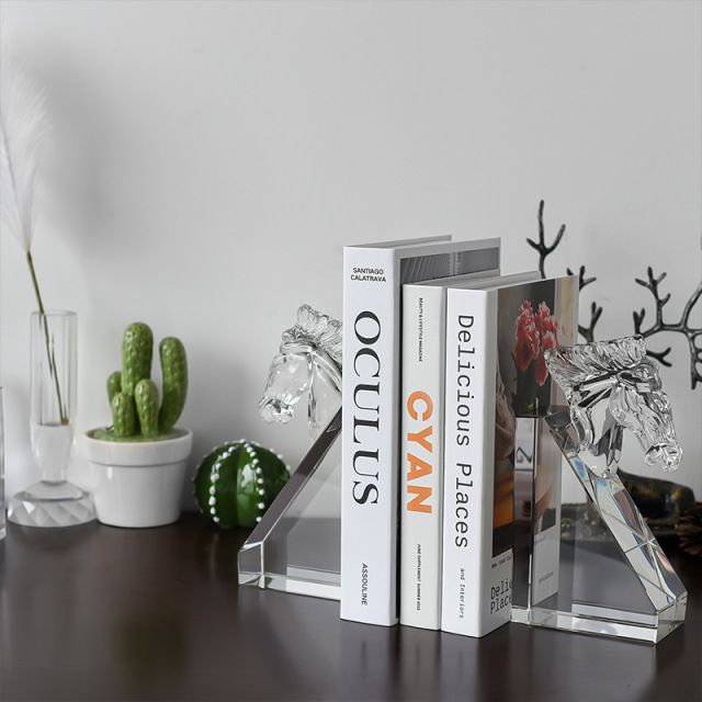 Pair K9 Crystal Horse Head Bookends, Luxury European Style Book Stopper for Study Office Table Decor & Career Blessing Gift,www.kongzeglobal.com,Pair K9 Crystal Horse Head Bookends, Luxury European Style Book Stopper for Study Office Table Decor & Career Blessing Gift-www.kongzeglobal.com