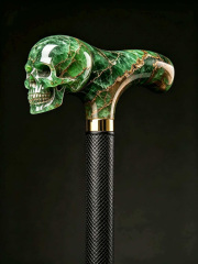 Crystal skull cane handle, luxurious K9 crystal cane head, leather wrapped shaft, suitable for men's decoration and collecting gifts,www.kongzeglobal.com,Crystal skull cane handle, luxurious K9 crystal cane head, leather wrapped shaft, suitable for men's decoration and collecting gifts-www.kongzeglobal.com