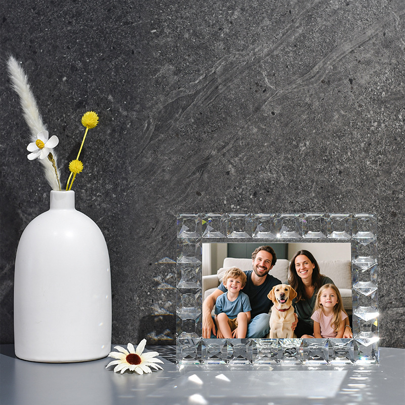Block Faceted K9 Crystal Photo Frame, Horizontal 7 Inch Clear Picture Frame for Wedding Home Table Decor & Memory Gift,www.kongzeglobal.com,Block Faceted K9 Crystal Photo Frame, Horizontal 7 Inch Clear Picture Frame for Wedding Home Table Decor & Memory Gift-www.kongzeglobal.com